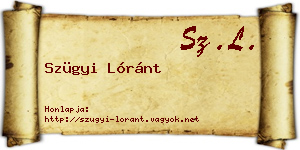 Szügyi Lóránt névjegykártya